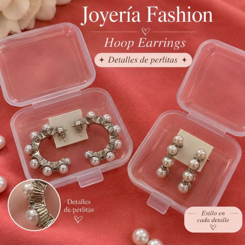 Silver Hoop Earrings with Pearls – Fashion Jewelry – New